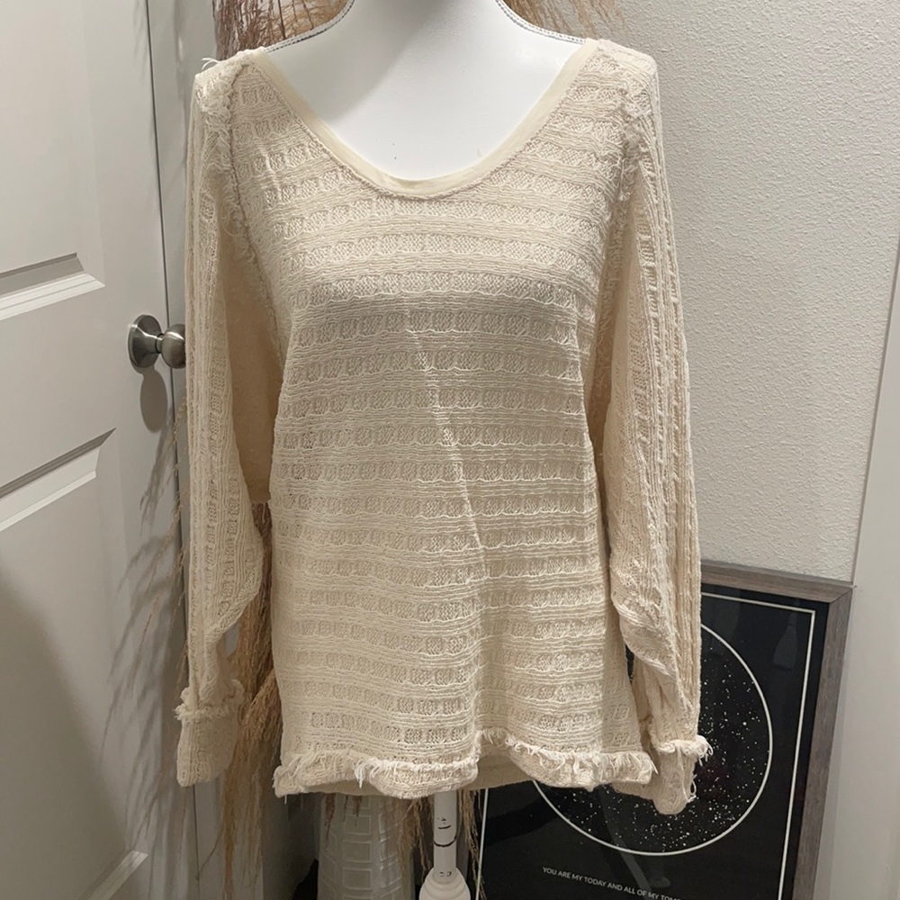 We The Free Neutral Bohemian Long Sleeve Sweater